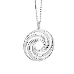 Boccadamo Rhodium Plated Necklace with a Pendant in Vortex Direction and Zircons